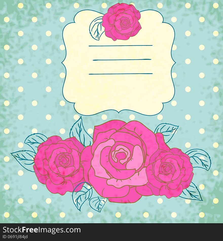 Vector background with pink rose