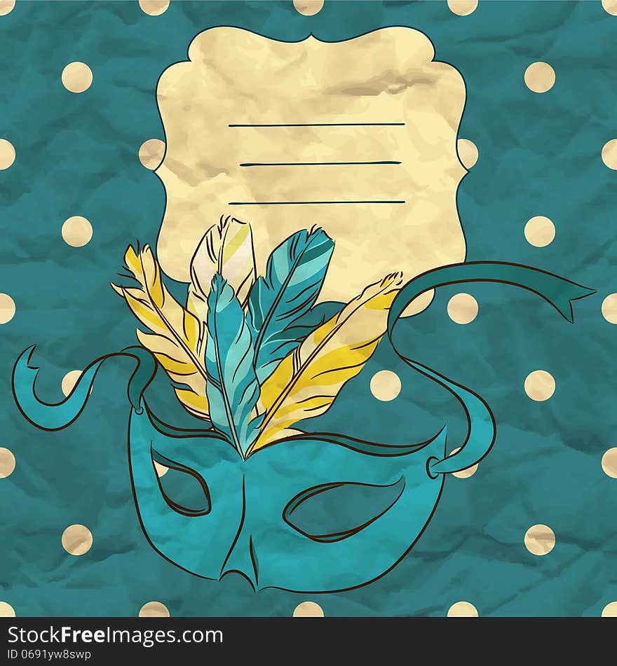 Vignette background with carnival mask, eps10. Vignette background with carnival mask, eps10