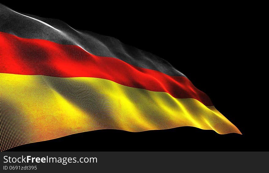 Germany flag 3D looping animation. Full hd resolution. Grunge texture.