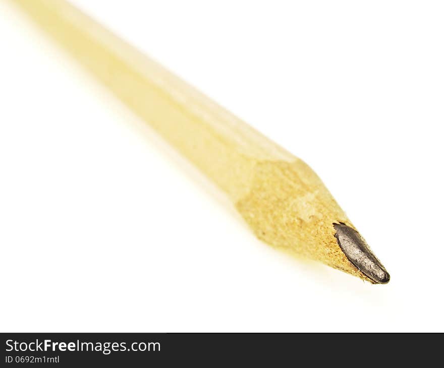 Oblique line of wood pencil tip on white background. Oblique line of wood pencil tip on white background