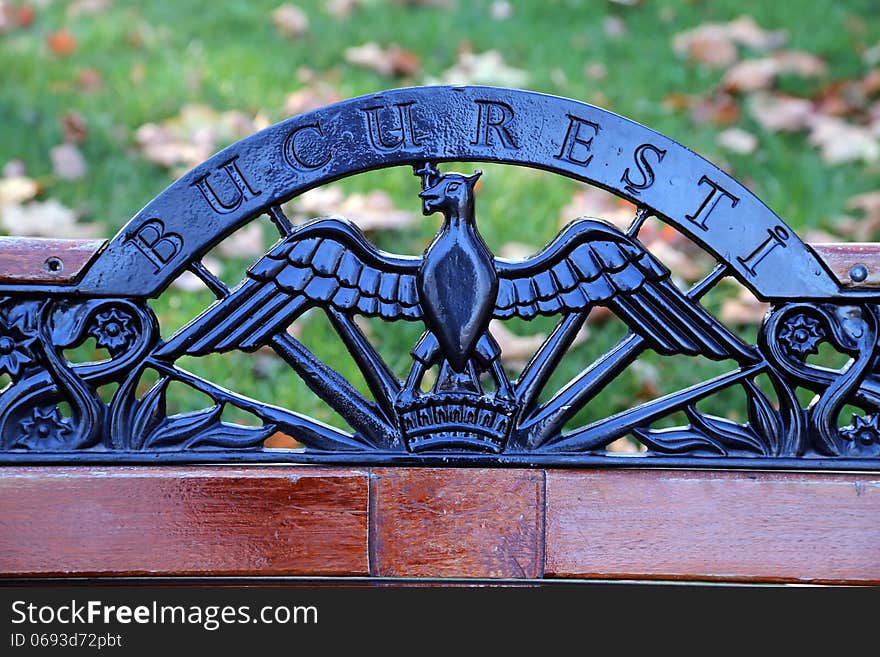 The sign on a bench in Bucharests largest park, Herastrau. The sign on a bench in Bucharests largest park, Herastrau.