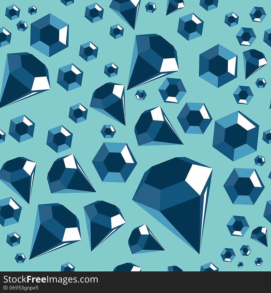 Seamless pattern with blue diamonds