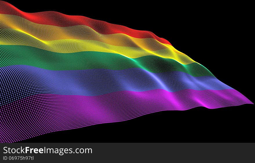 Rainbow flag 3D looping video animation. Full HD resolution. High quality rainbow texture.