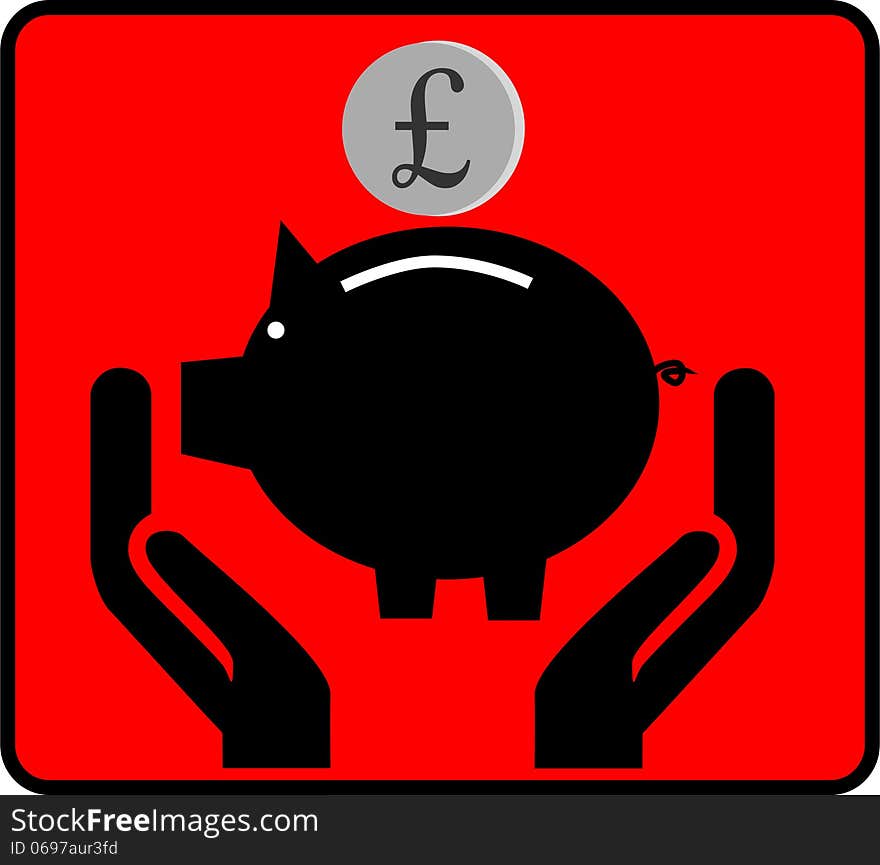 Saving money, piggy bank icon