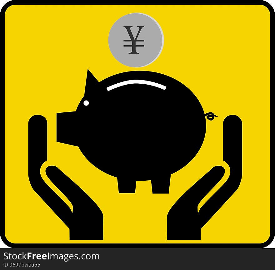 Saving money, piggy bank icon