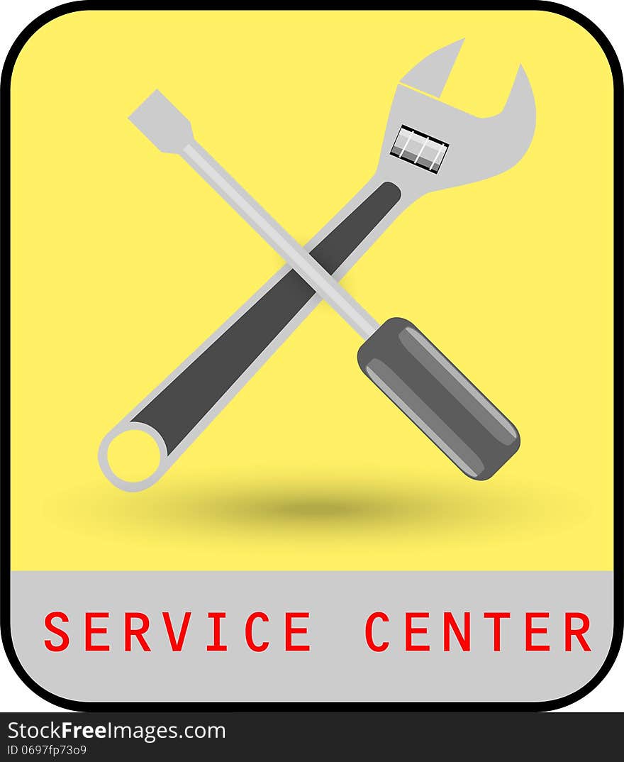 Vector, tool kit, Service Center, yellow background