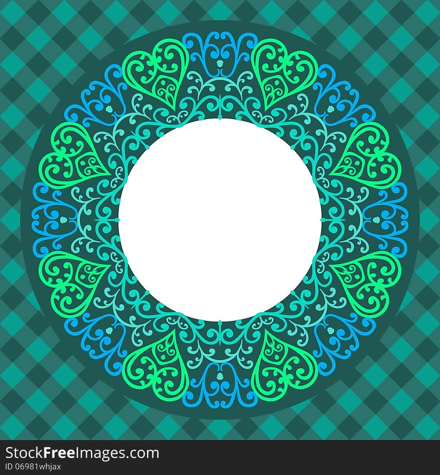 Lace pattern, circle background with many details and place for your text.