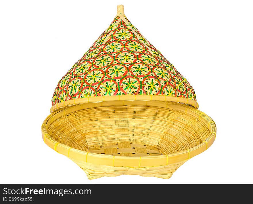 Bamboo basket with open lid