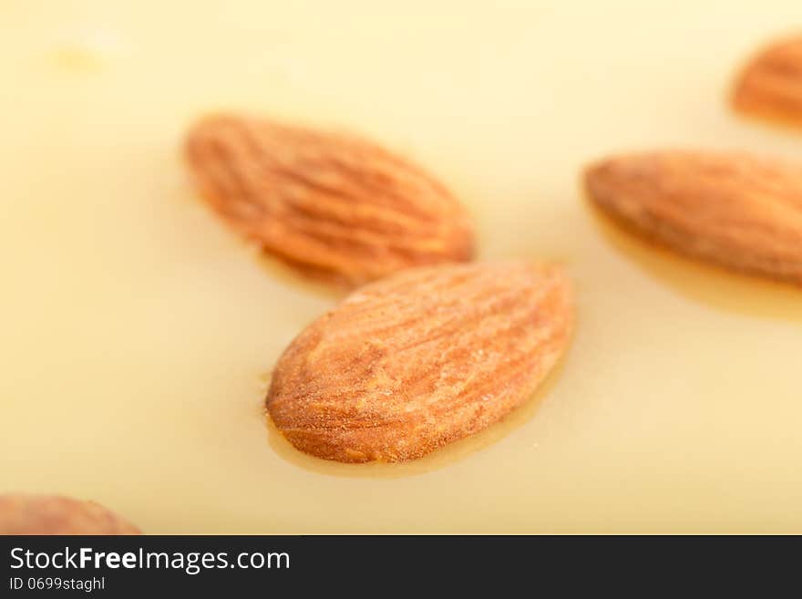 Almond is on the honey. Almond is on the honey