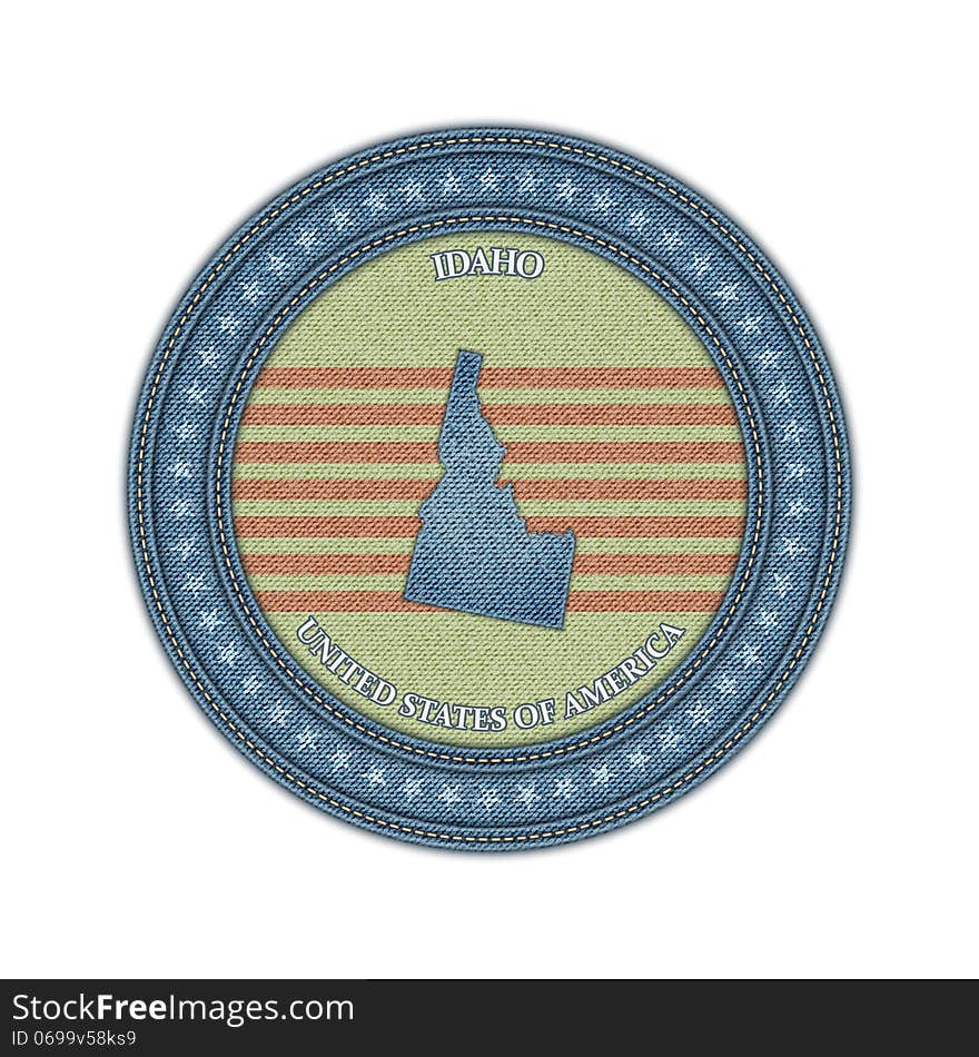 Label with map of idaho. Denim style. Vector eps 10