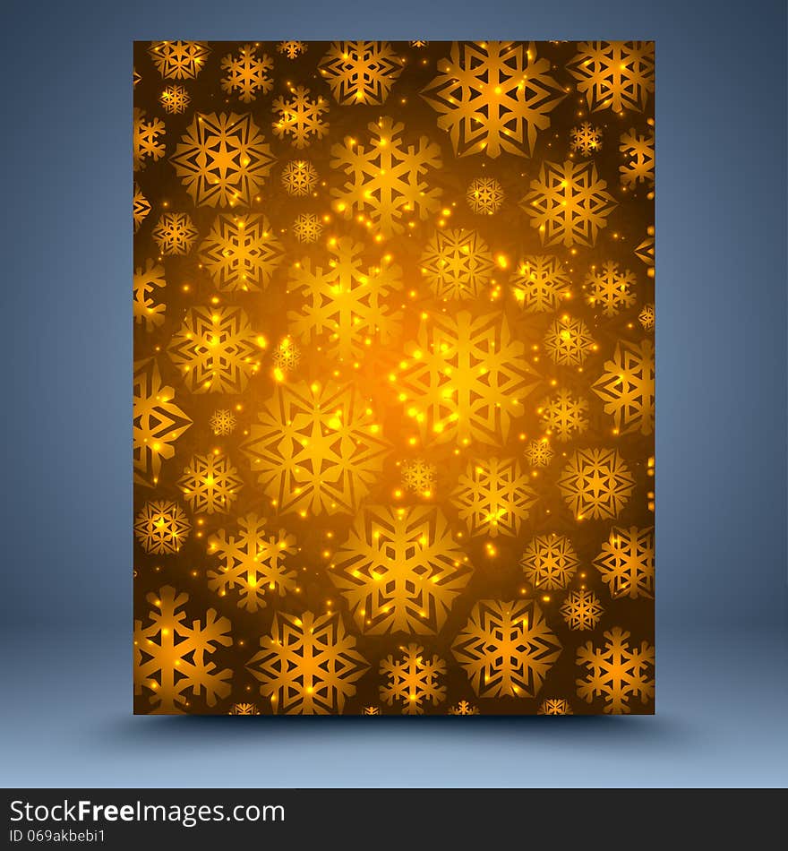 Christmas gold snowflakes on brown background. Christmas gold snowflakes on brown background