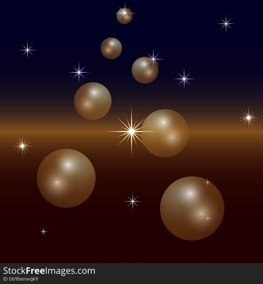 Vector Abstract Background With Planets And Stars