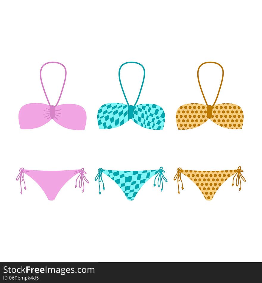 Set of illustrations bikini