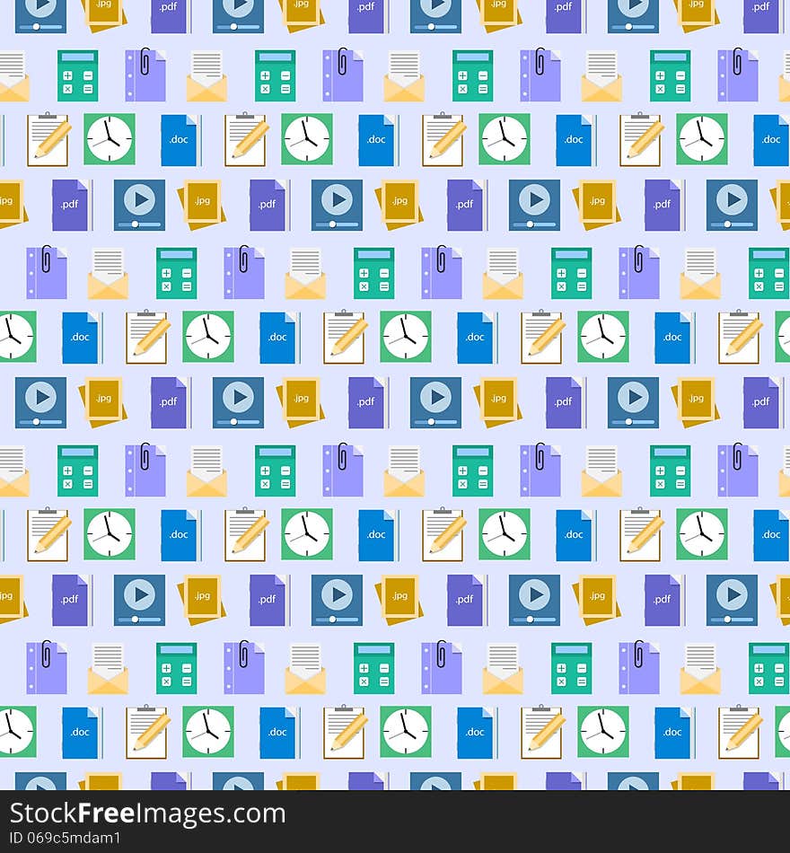 Seamless flat web icons and simbols pattern