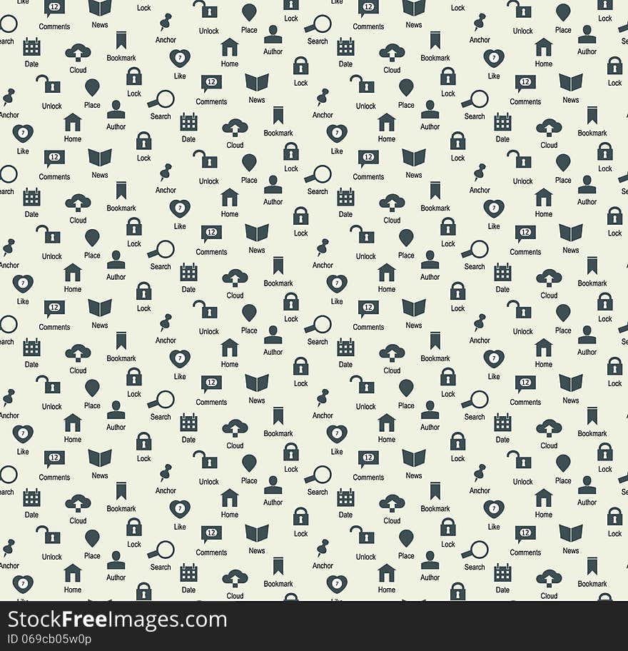 Seamless web icons and simbols pattern