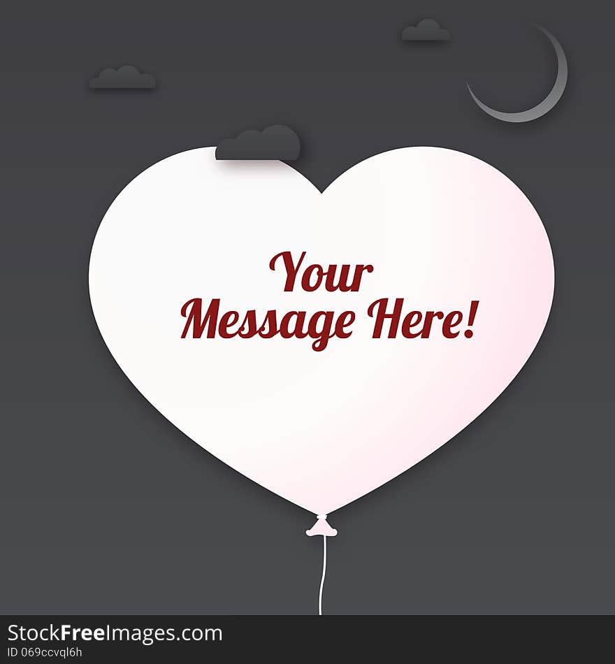 Heart cut out of paper with place for your message