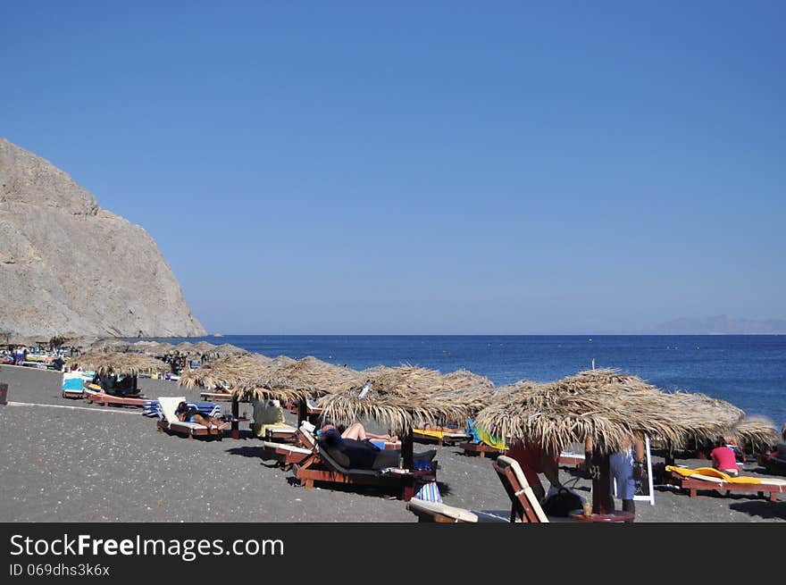 Greek Mediterranean Landscape: The Rock, Beach, Sea.