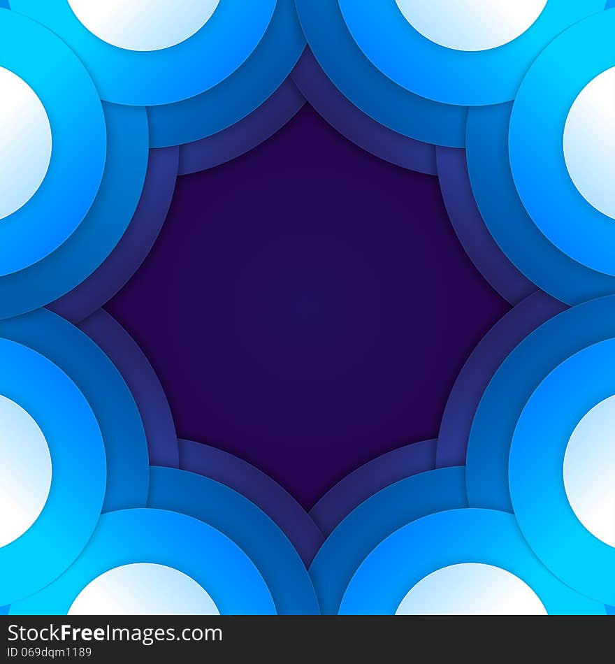 Abstract Blue Paper Circles Background