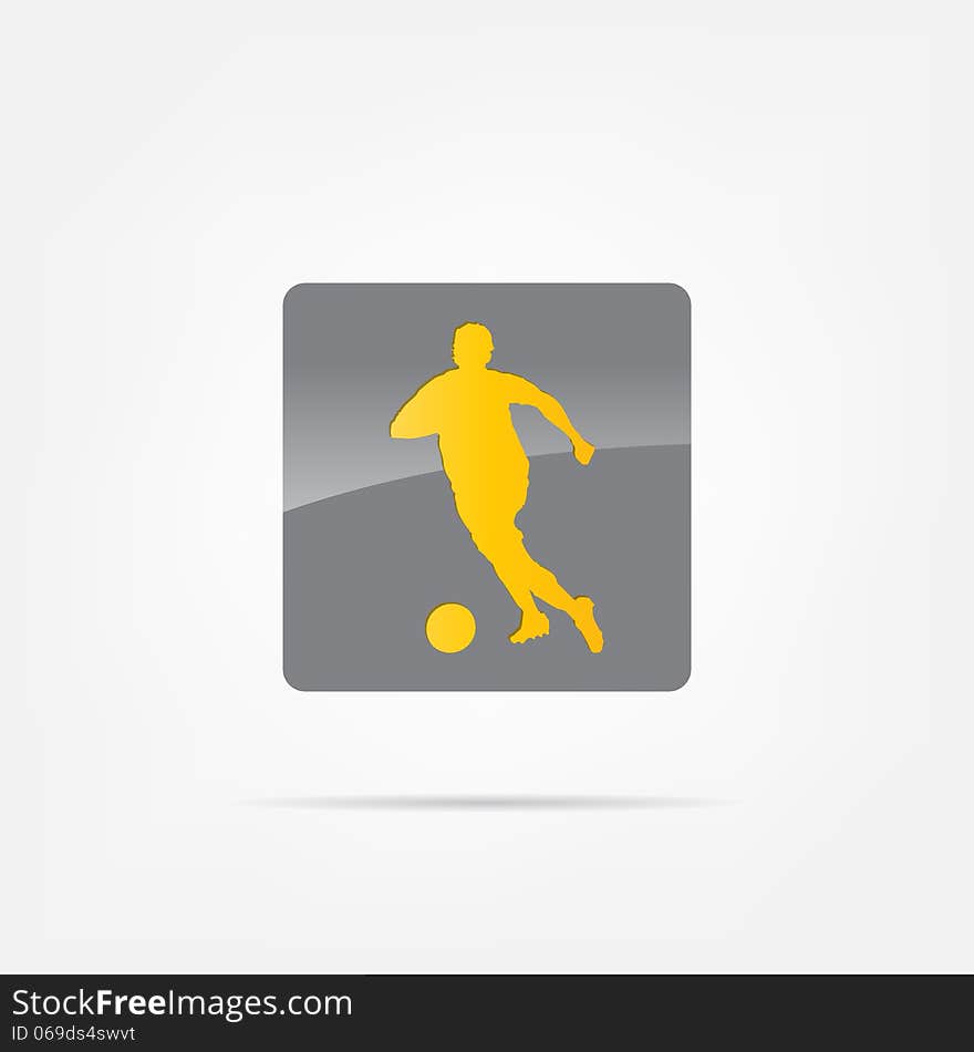 Abstract icon. Black abstract icon isolated on a white background with a footballer.