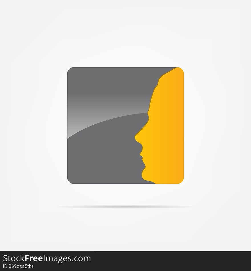 Abstract icon. Black abstract icon isolated on a white background with a face.