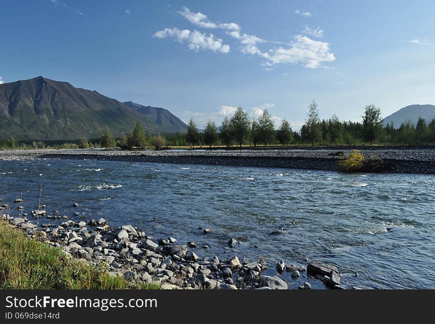 Pebble Bank of a mountain river.