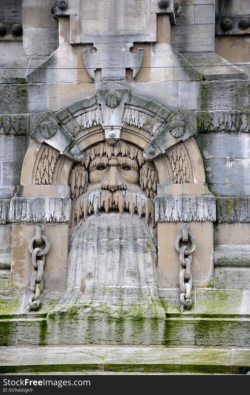 An old monument at a square in Antwerp, Belgium.