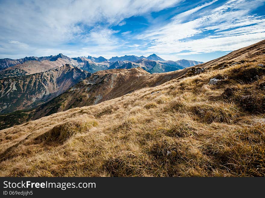 Beautiful panorama in Tatry mountains, Czerwone Wierchy, Cervene vrchy. Beautiful panorama in Tatry mountains, Czerwone Wierchy, Cervene vrchy