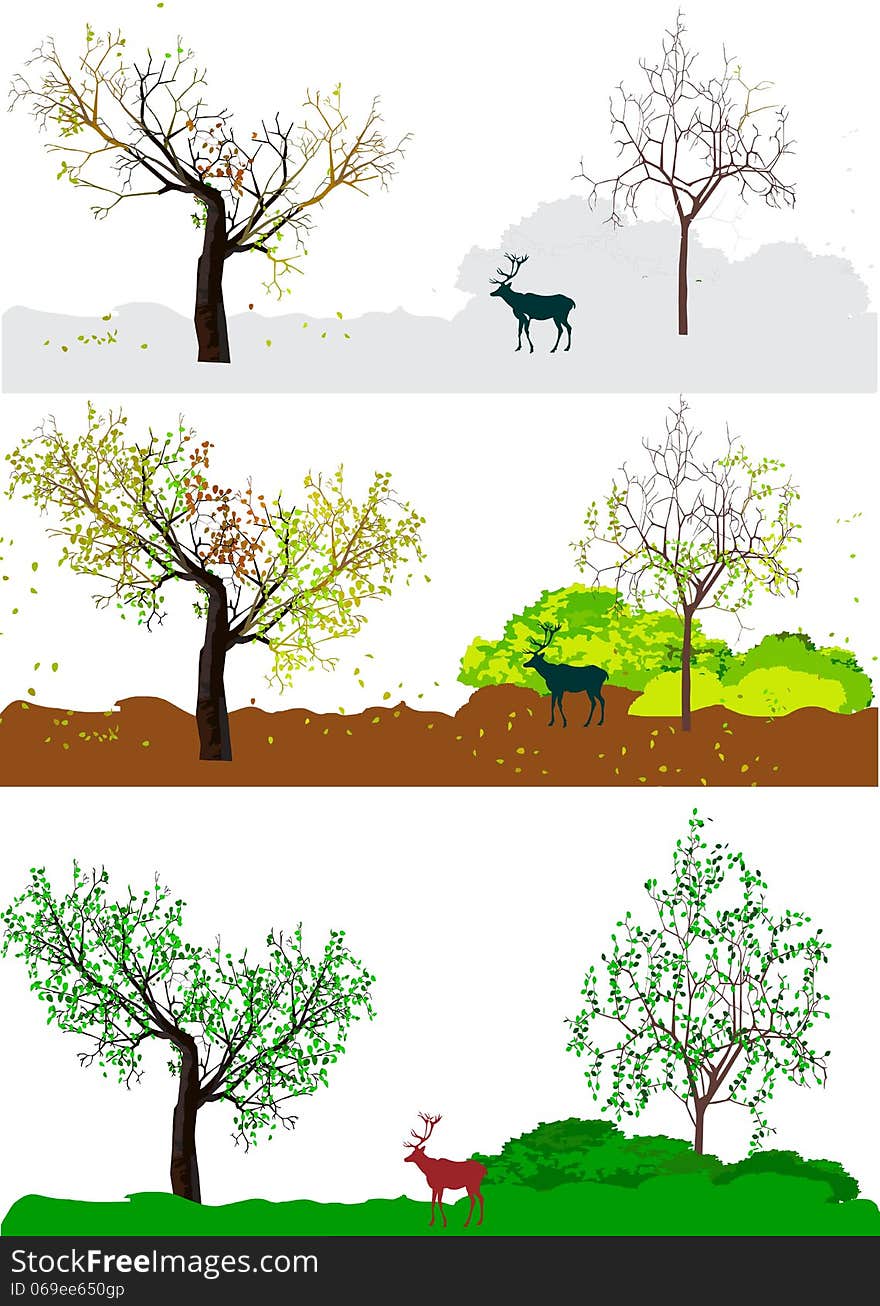 Vector illustration showing time laps in the nature. Vector illustration showing time laps in the nature