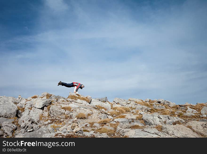 Young tourist in beautiful Tatry mountains