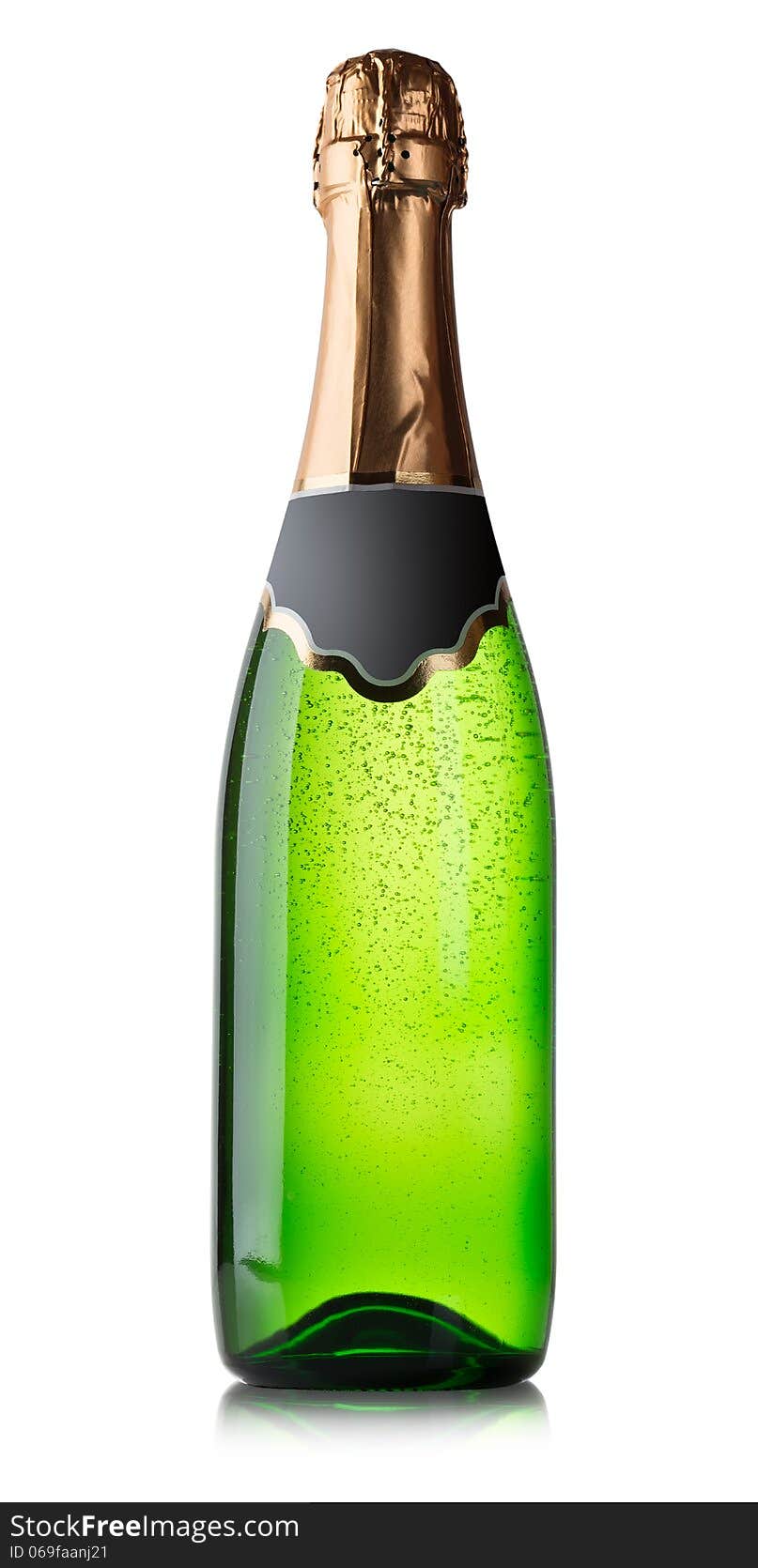 Bottle of champagne isolated on a white background