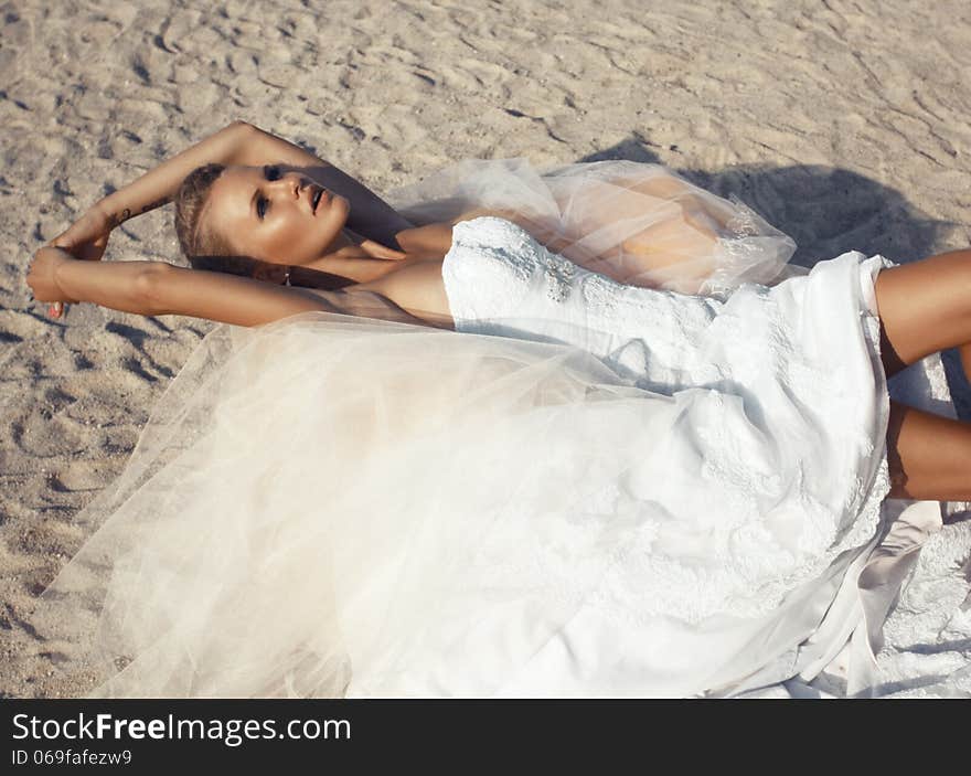 Beautiful bride with blond hair