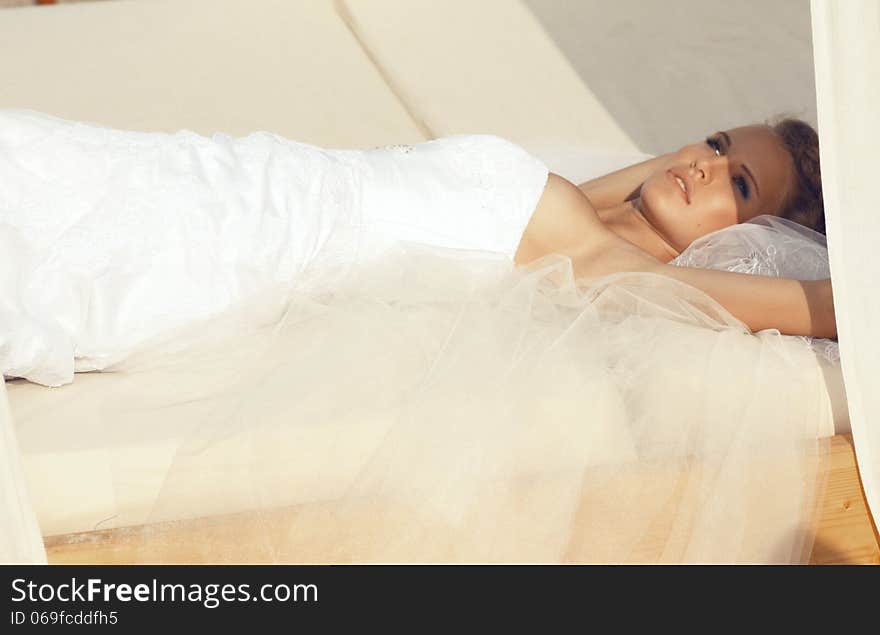 Beautiful bride with blond hair