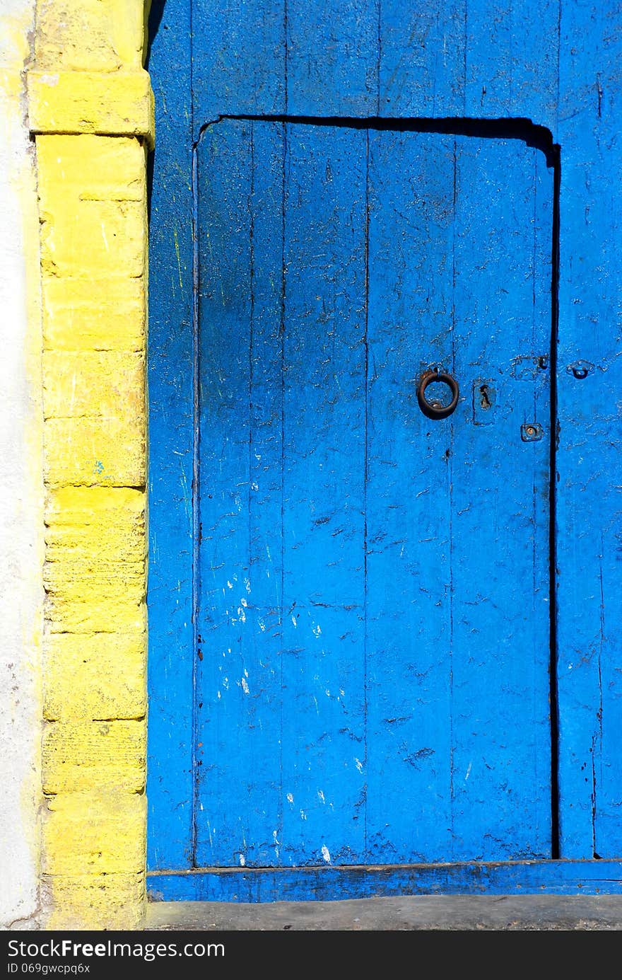 Blue Wooden Door. Morocco