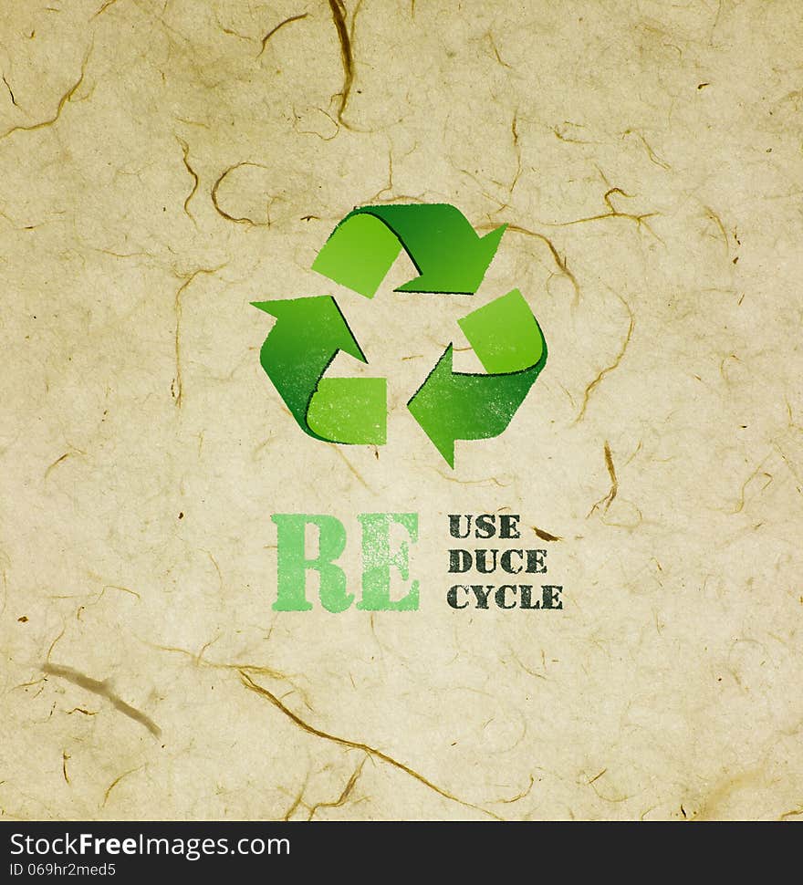 Eco sign on blank Mulberry paper texture.Save the world concept. Eco sign on blank Mulberry paper texture.Save the world concept