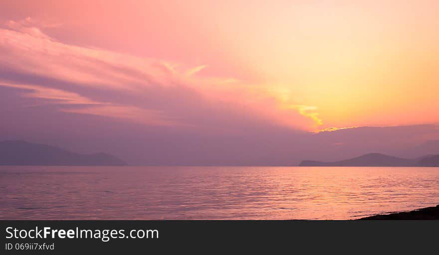 Pink sunset in the Sea of Japan. Pink sunset in the Sea of Japan