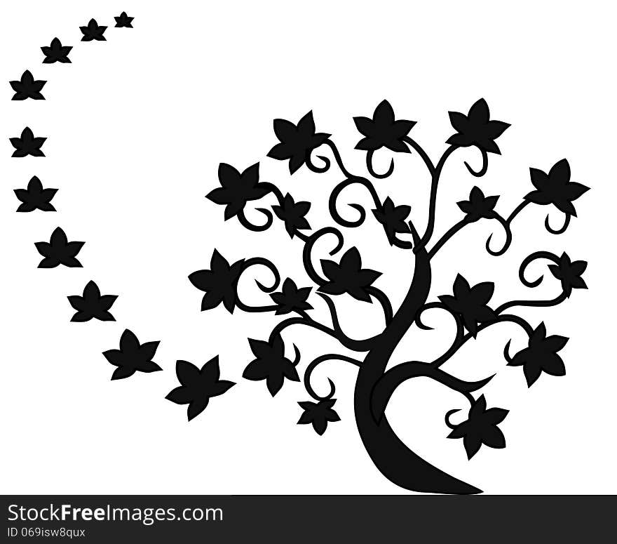 Illustration of a tree, black and white. Illustration of a tree, black and white.