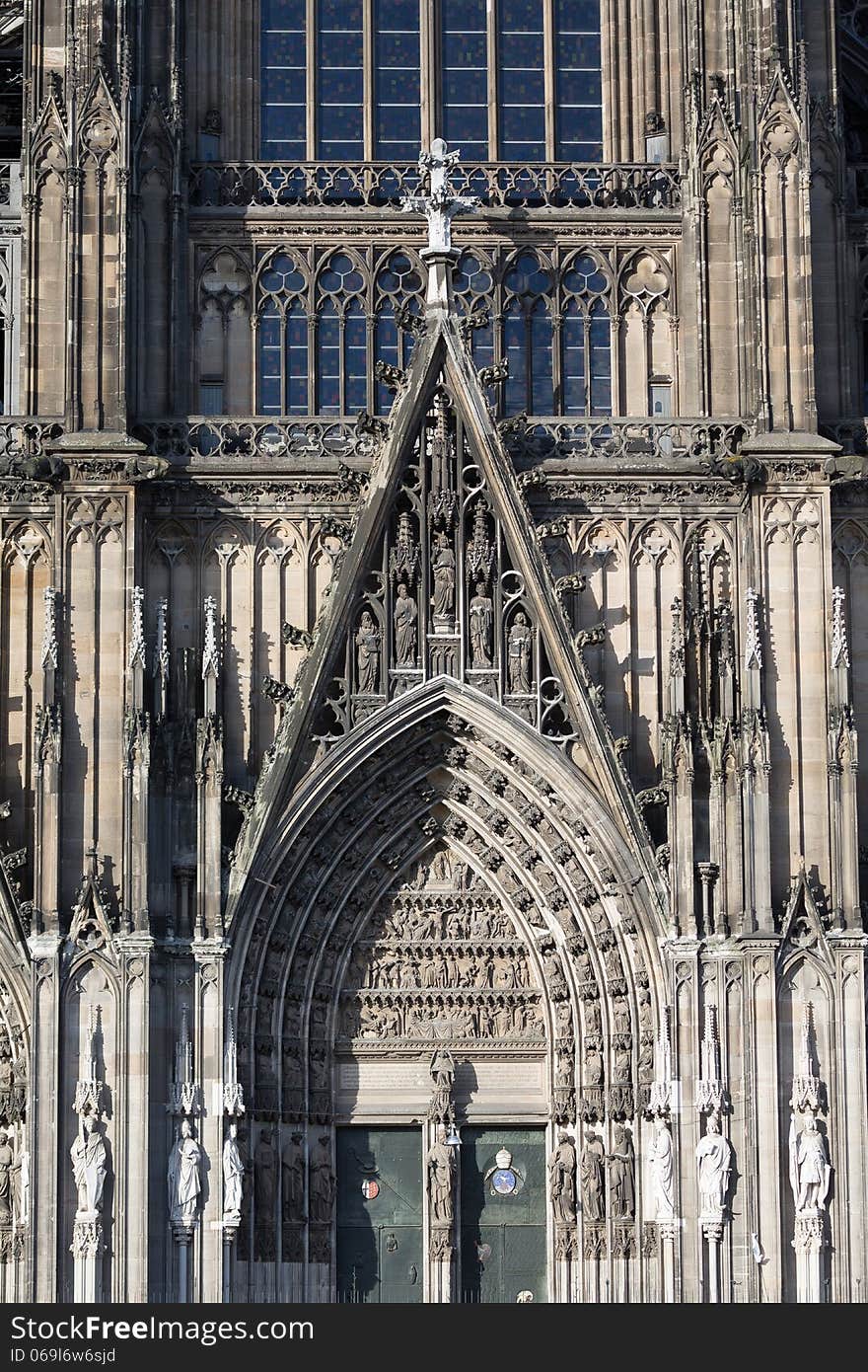 Detail of the Facade of the Cathedral in Cologne, Germany. Detail of the Facade of the Cathedral in Cologne, Germany.