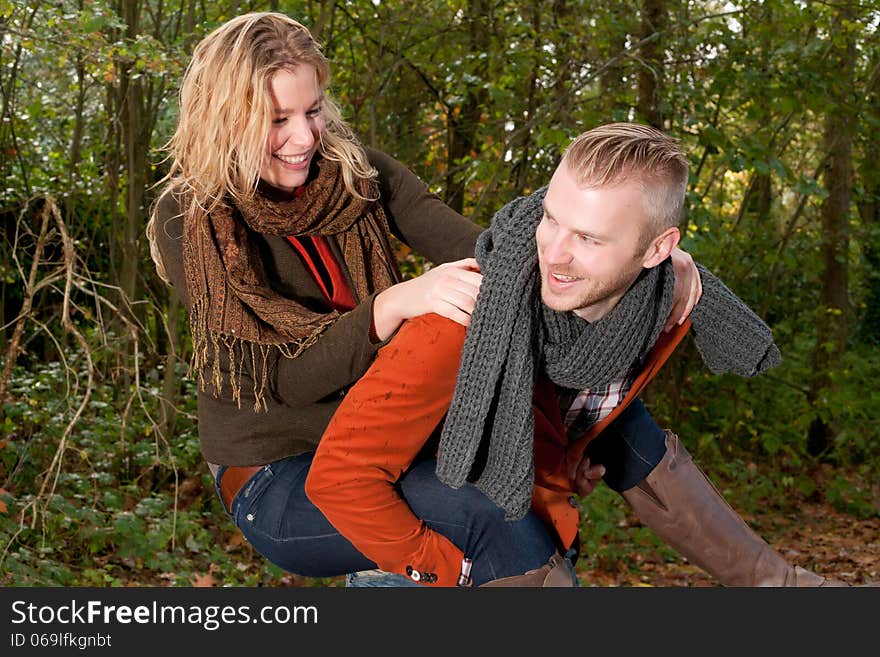 Young couple is having fun