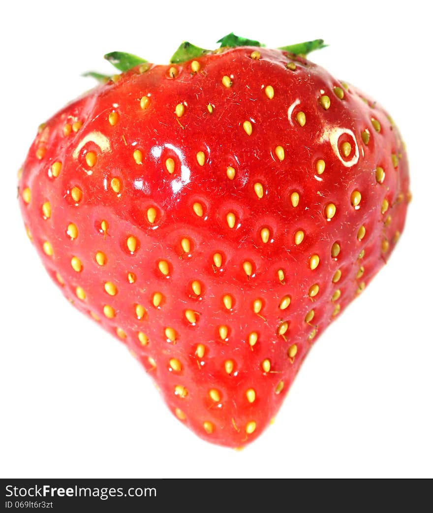 Macro strawberries on a white background