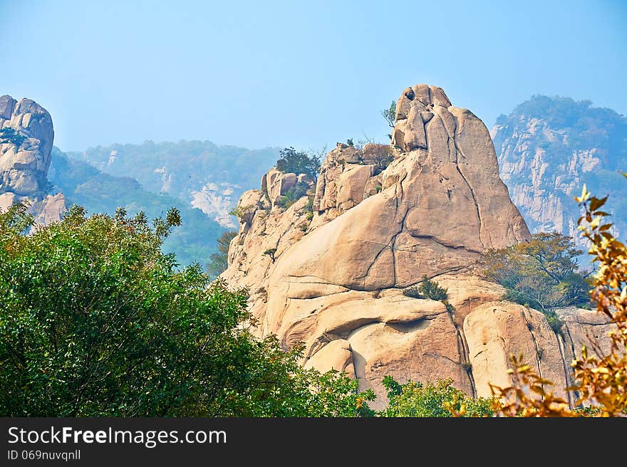 The meeting of lovers boulders and autumnal scenery