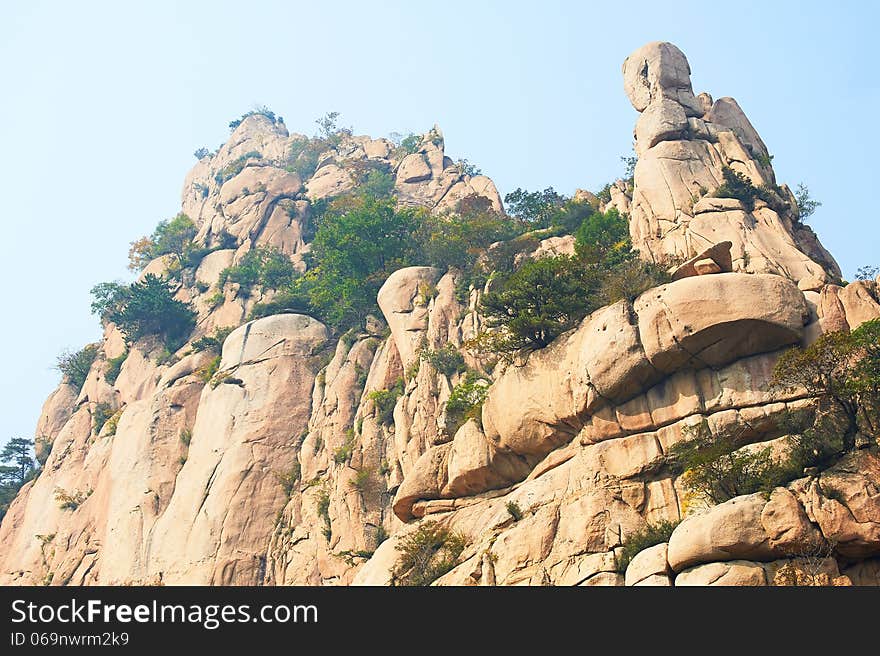 The stone mountain and autumnal scenery