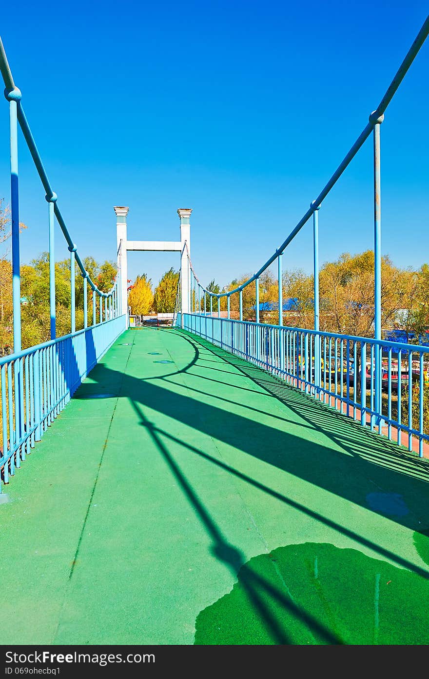 The steel cable bridge