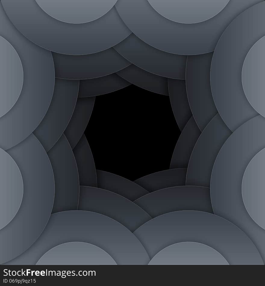 Abstract dark grey paper circles background. RGB EPS 10