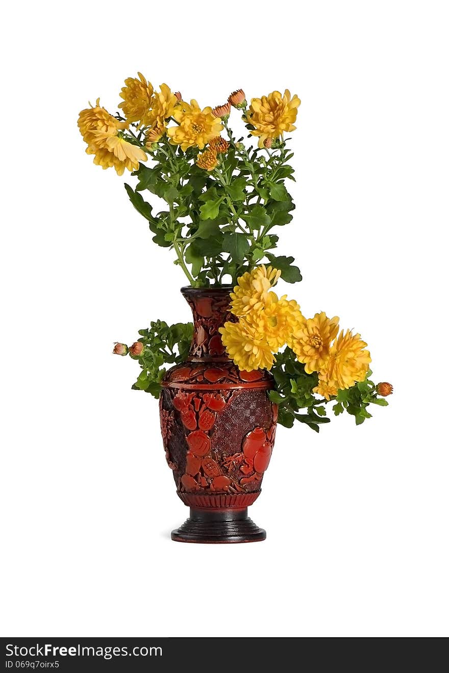 Bouquet of chrysanthemums in a vase. Bouquet of chrysanthemums in a vase