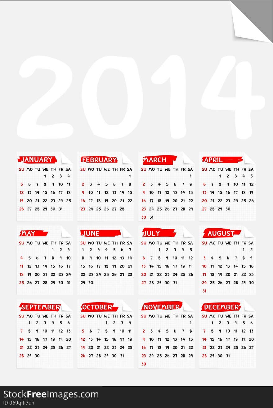 Fold conner paper calendar 2014 clean design. Fold conner paper calendar 2014 clean design