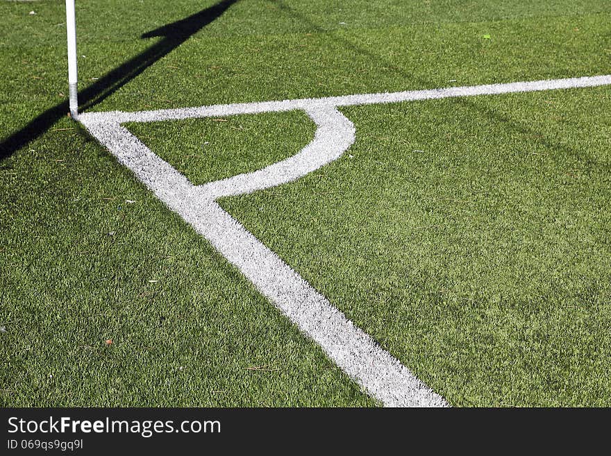 Corner of a football field, with flag