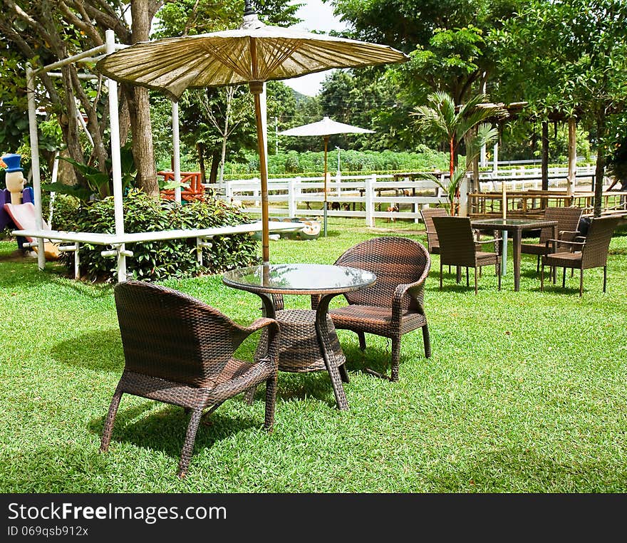 Chair coffee in the garden. Chair coffee in the garden.