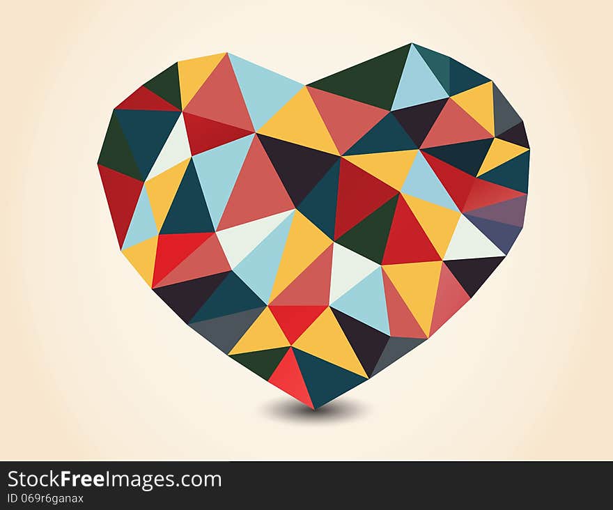 Origami polygonal heart. Vector Illustration.