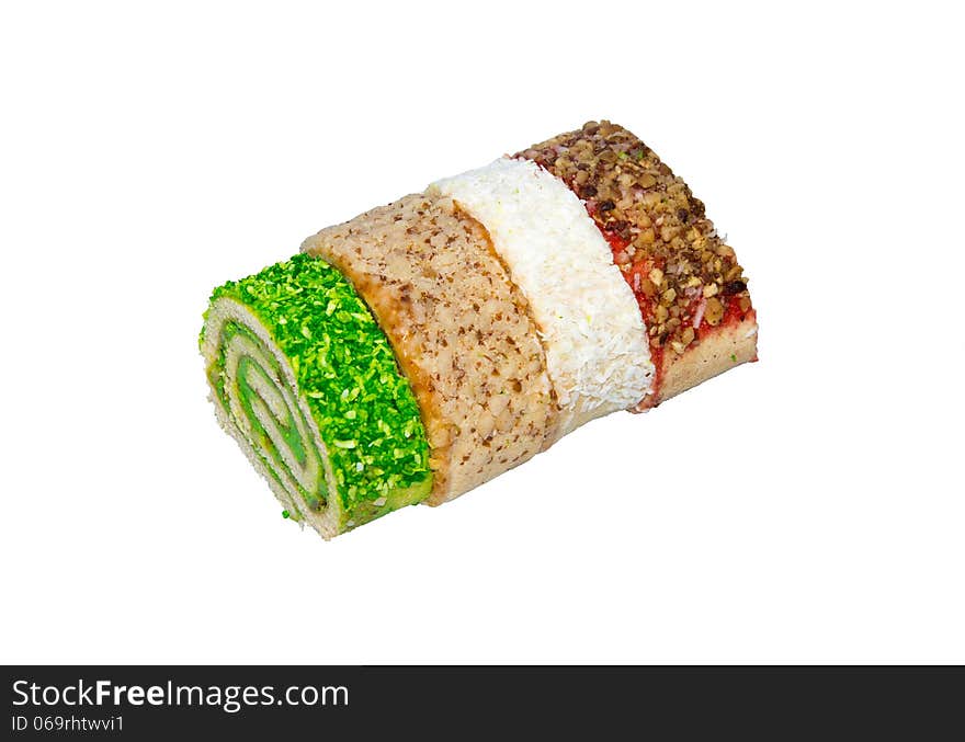 Multicolored roll on a light background. Four colors.