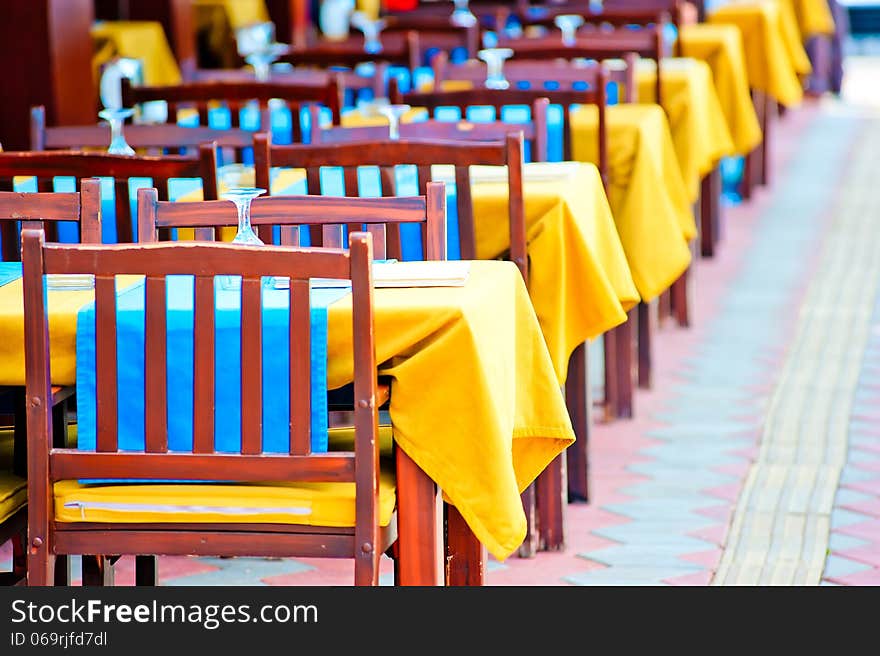 Empty tables at the cafe